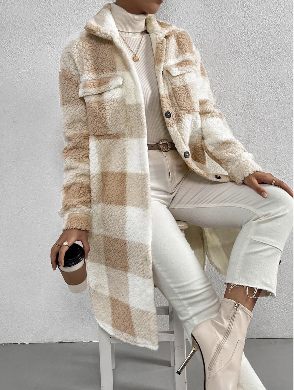 Long Fleece Coat for Women - Agneta