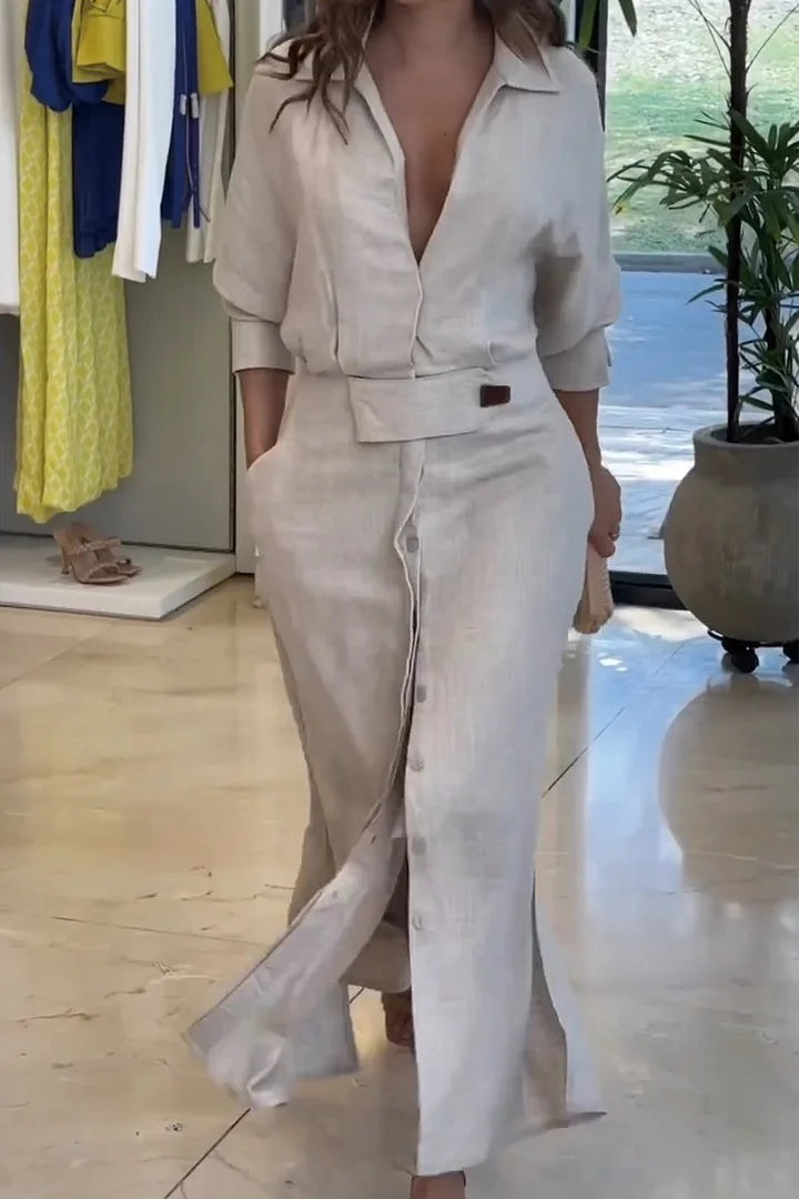 Eulalia Cotton and Linen Maxi Dress - Elena Harper