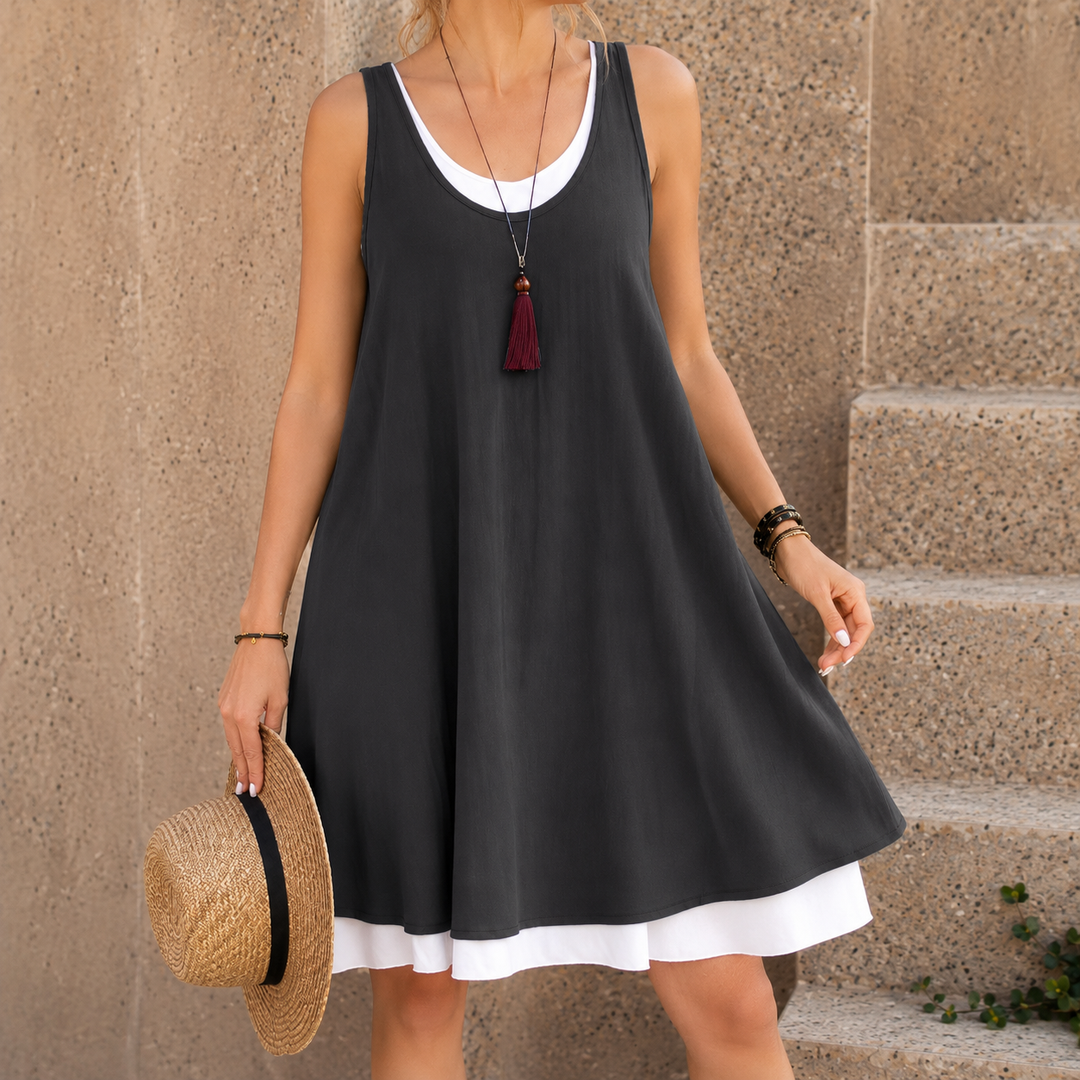 Claudia™ | Sleeveless Belly-Covering Midi Dress with Pockets