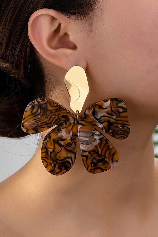 Vintage Acrylic Leopard Petal Earrings