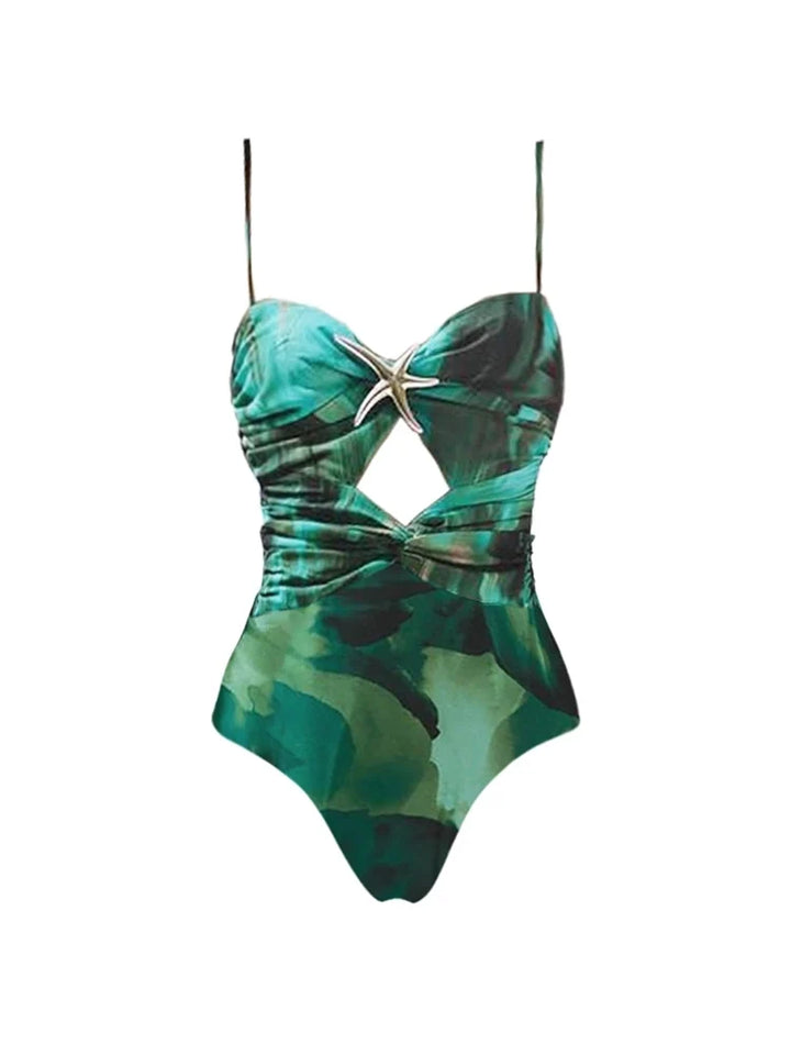 Ink Green Cutout Swimsuit Set