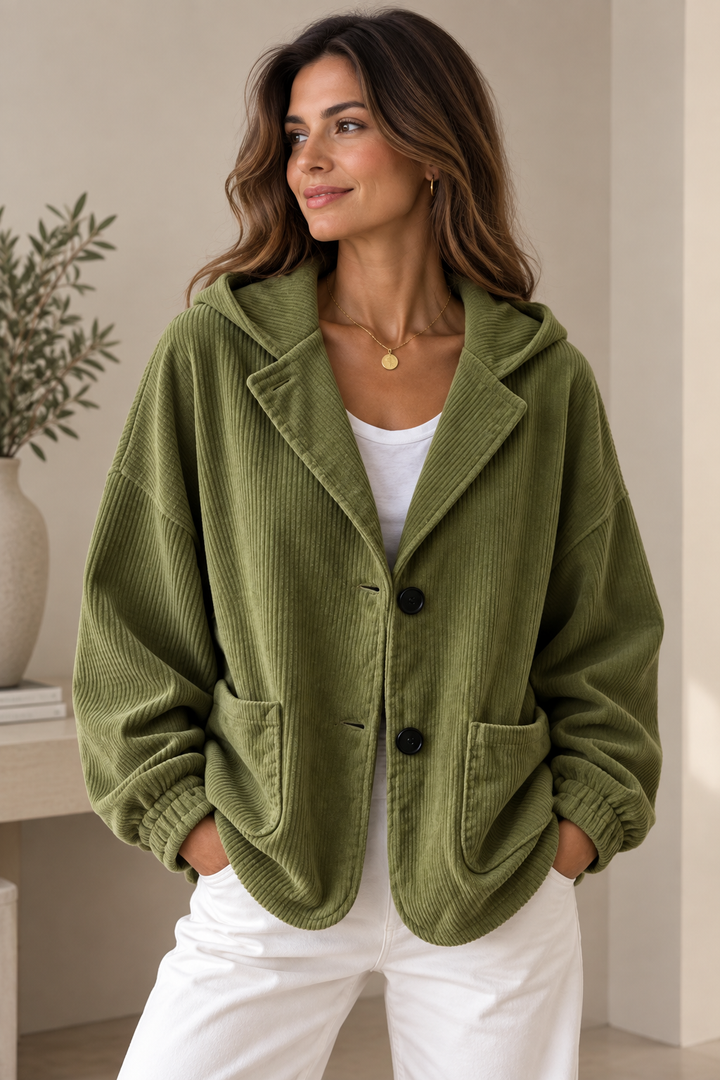 Women's Oversized Corduroy Hooded Jacket
