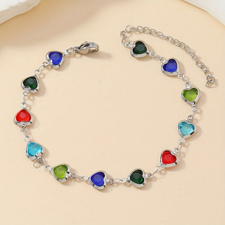 Elegant Stainless Steel Multicolor Heart Link Clutch Bracelet - Elena Harper