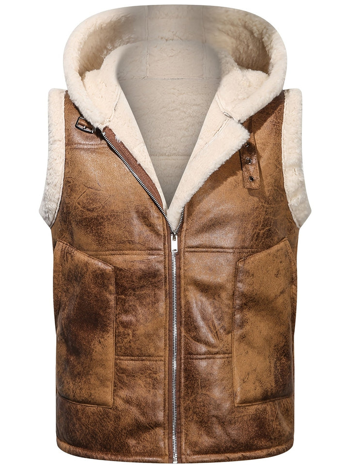 Hooded Vest with Zipper for Men - Elena Harper