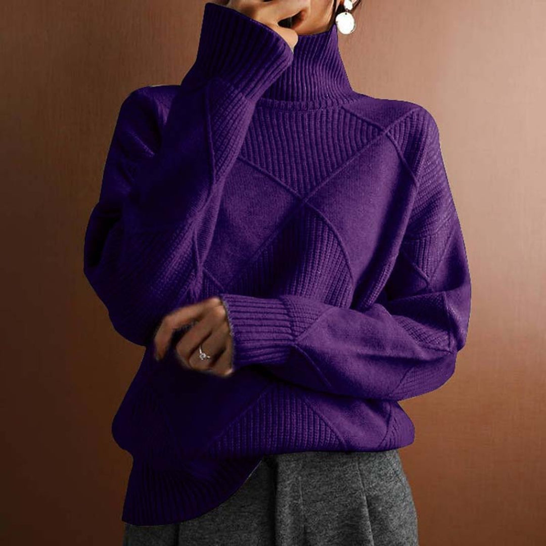 Nora | Elegant Turtleneck Sweater with Distinctive Diamond Pattern