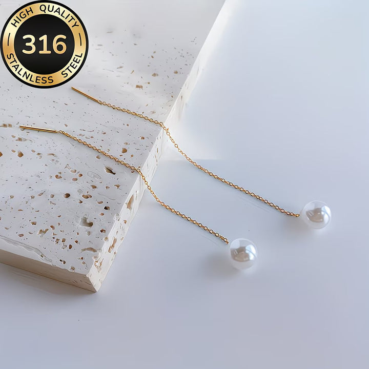 Women's Elegant Long Tassel Pearl Earrings