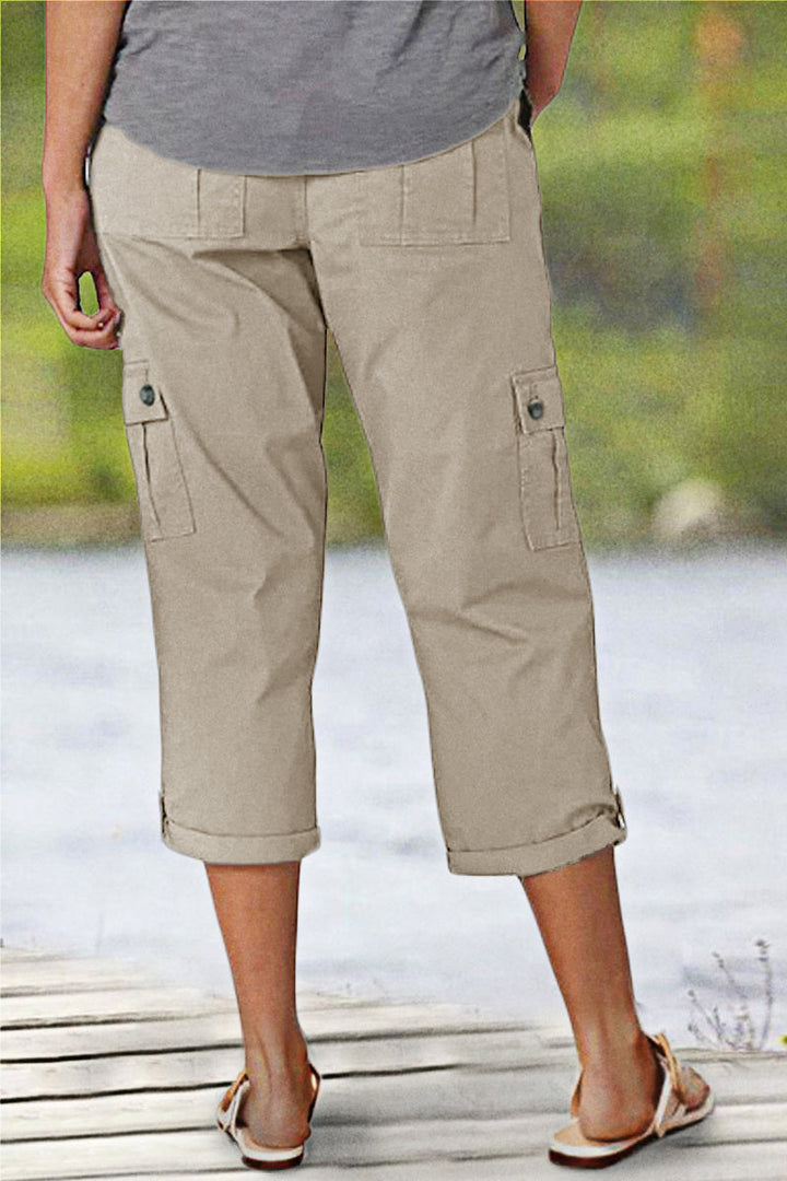Harper Casual Cargo Pants with Mid-Rise Waist and Pleats - Elena Harper