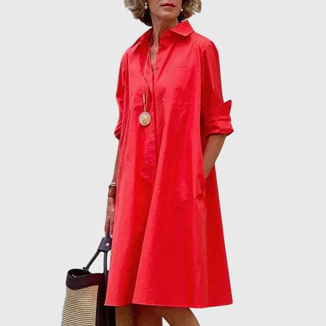 Emma & Rose Cape Town Paige™ elegant dress featuring stylish pockets and a flowing design, shown on a model.
