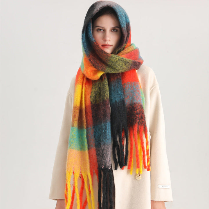 Wide Check Scarf for Women - Freya