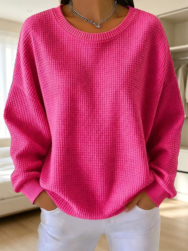 Women's Waffle Patchwork Sweatshirt - Soft and Casual