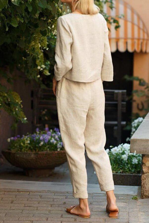 Long Sleeve Top & Slim-Fit Trousers, view 2 - Elena Harper
