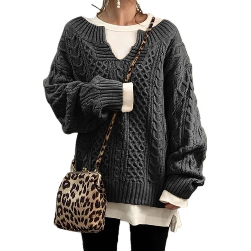 Thick Women's Cable Knit Sweater - Warm and Casual