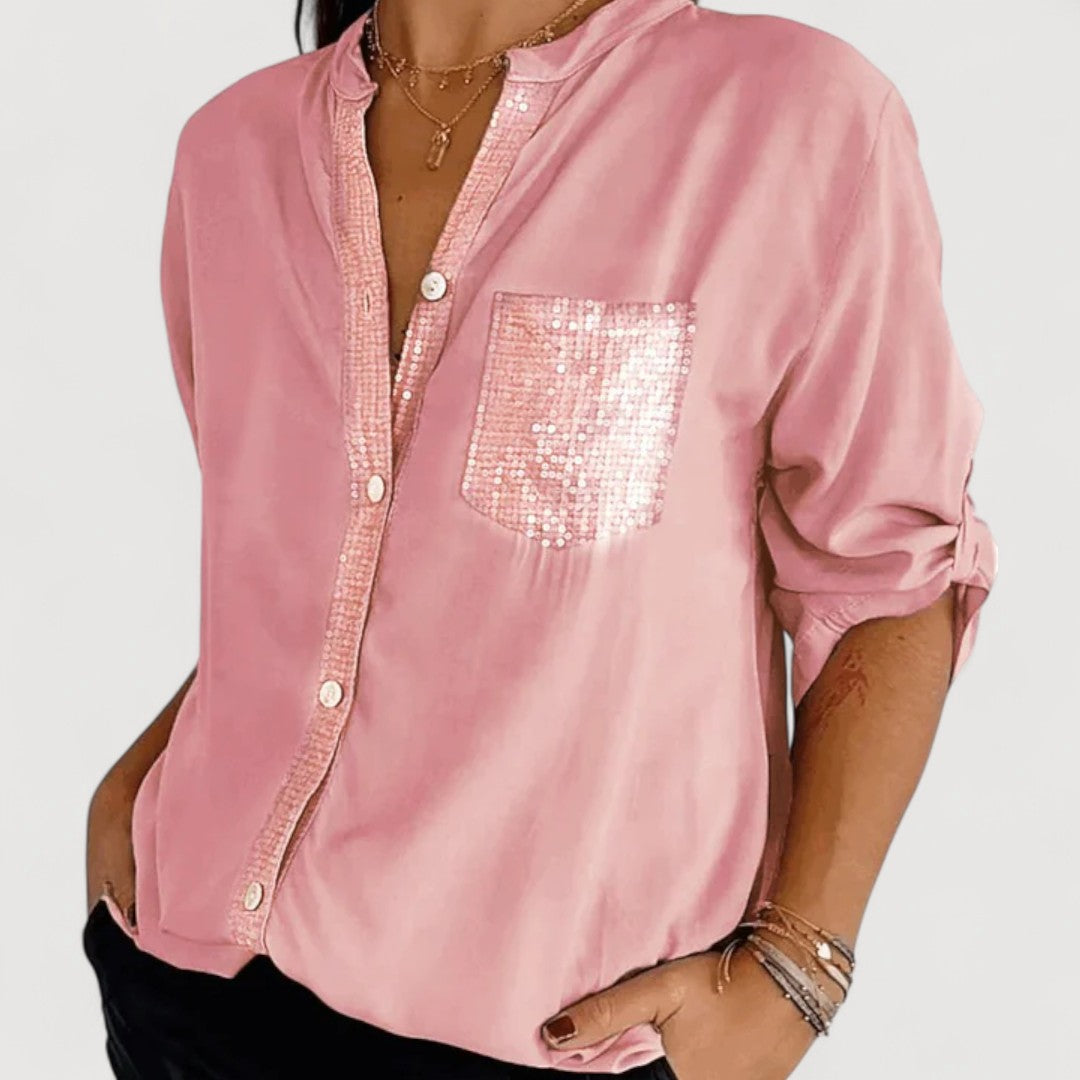 Renna Sequin Detail Blouse, view 10 - Elena Harper