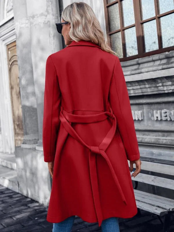 Women's Regular Fit Padded A-Line Coat with Double Buttons