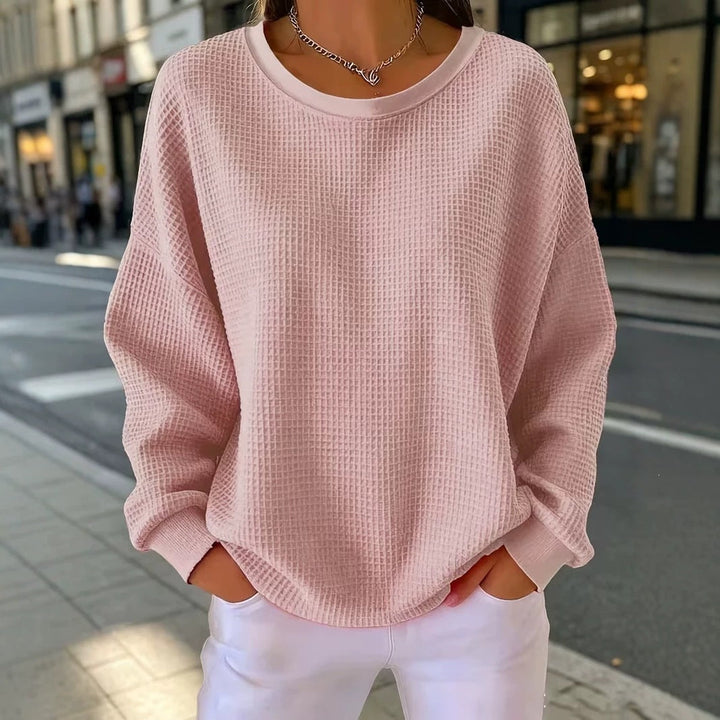 Women's Waffle Patchwork Sweatshirt - Soft and Casual