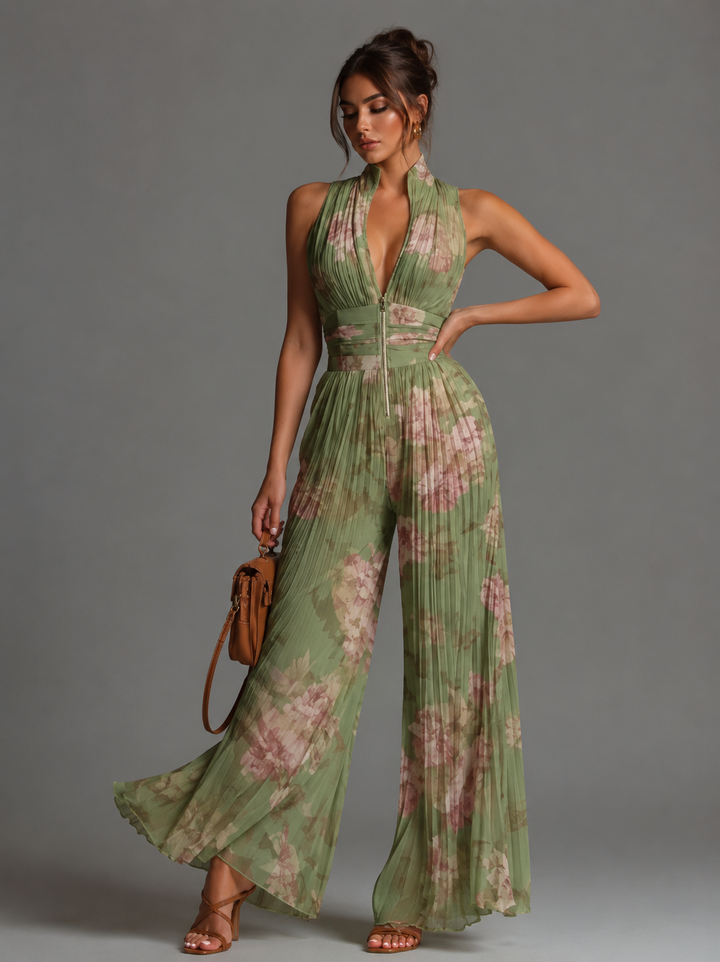 Nicole™ | Elegant Floral Chiffon Jumpsuit