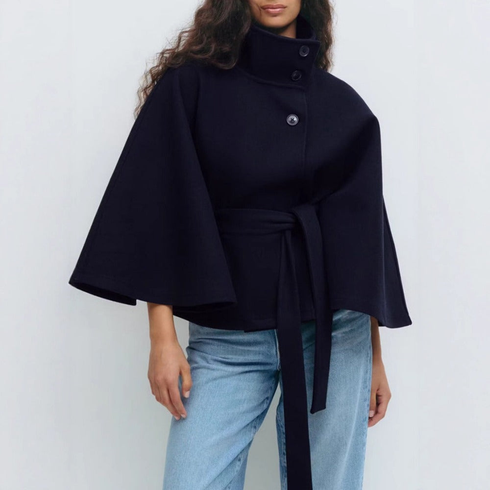 High Collar Cape Coat for Women – Luxury and Elegant Winter Coat