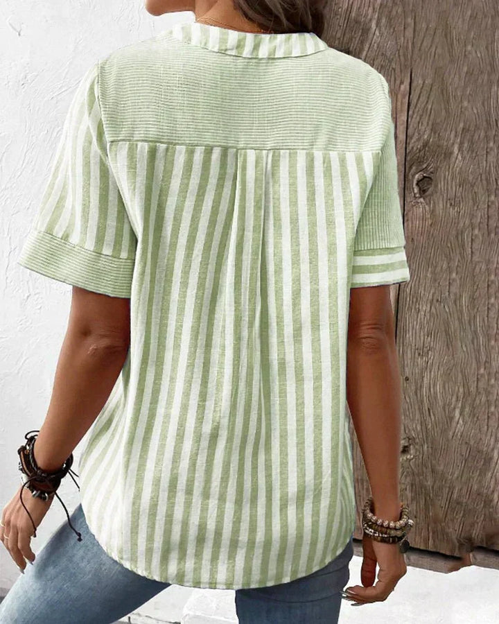 Lila Soft Striped Blouse, view 6 - Elena Harper
