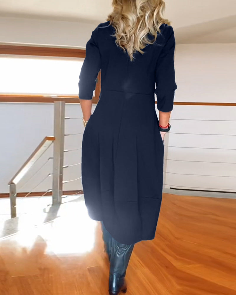 Elegant Vintage Maxi Dress for Women with Pockets