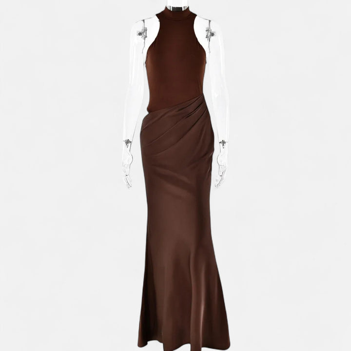 Kerstin | Women's Maxi Dress with Cut-Out and Halter Neck