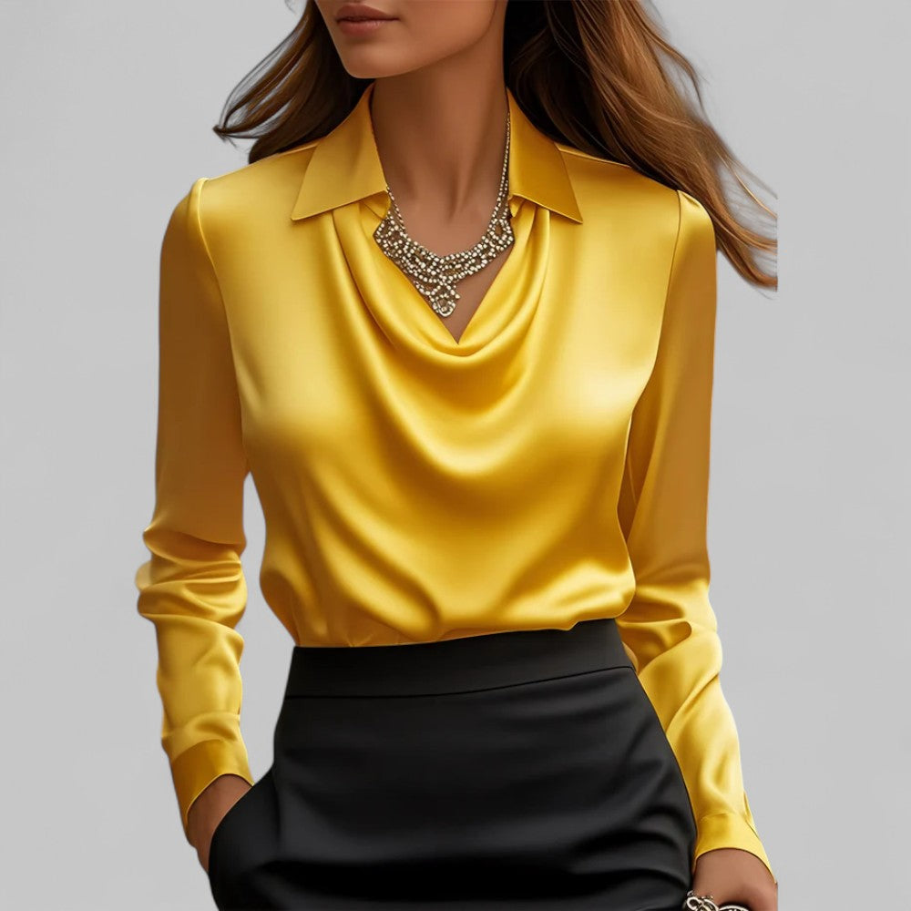 DRAPED SATIN BLOUSE FOR WOMEN