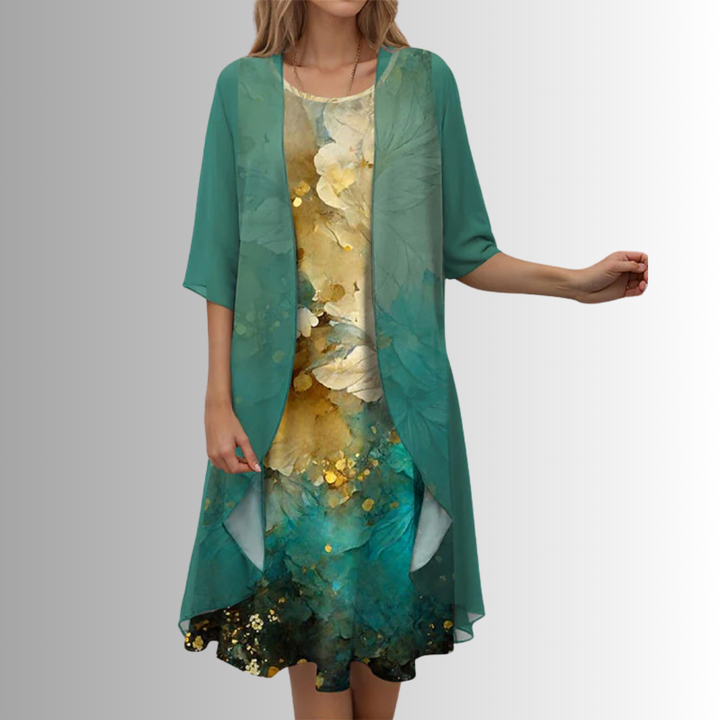 Verena Flowing Floral Two-Piece Dress, view 6 - Elena Harper