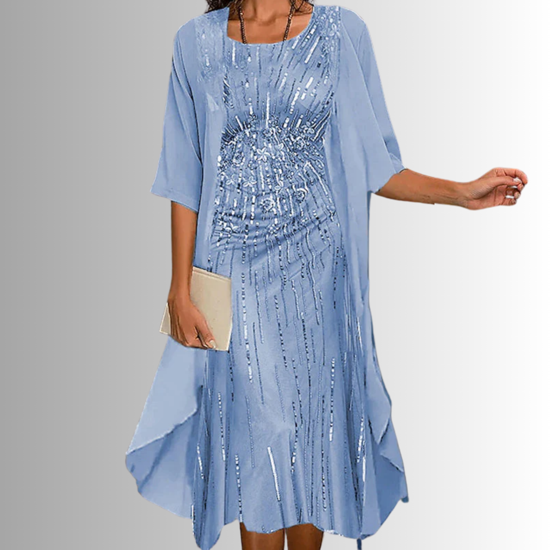 Verena Flowing Floral Two-Piece Dress, view 4 - Elena Harper