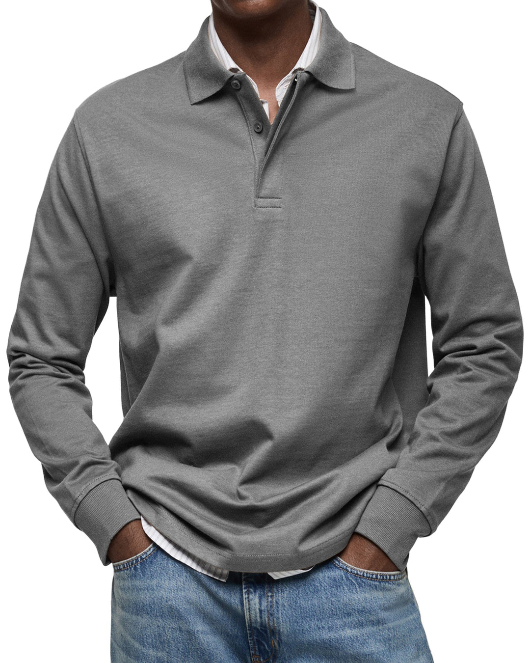 Casual Long Sleeve Polo Shirt for Men