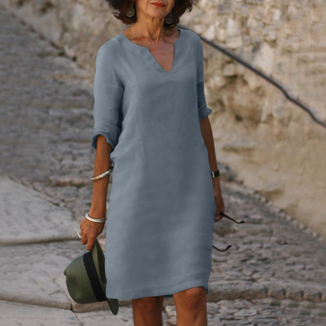Women's 3/4 Sleeve Shift Midi Dress