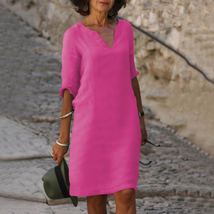 Women's 3/4 Sleeve Shift Midi Dress