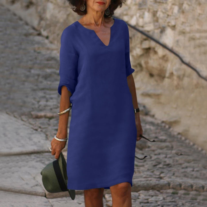 Women's 3/4 Sleeve Shift Midi Dress
