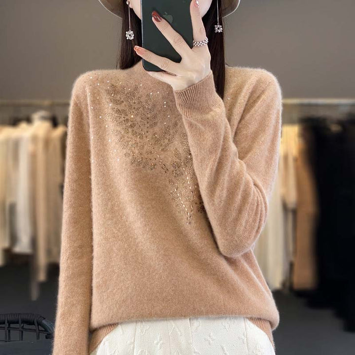 Knit Pullover with Leaf Pattern