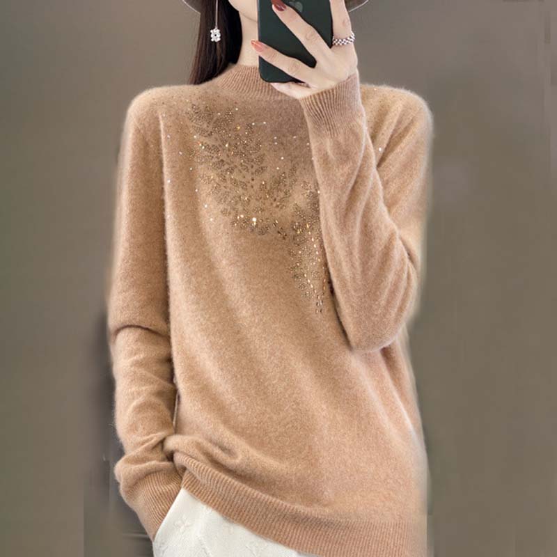 Knit Pullover with Leaf Pattern