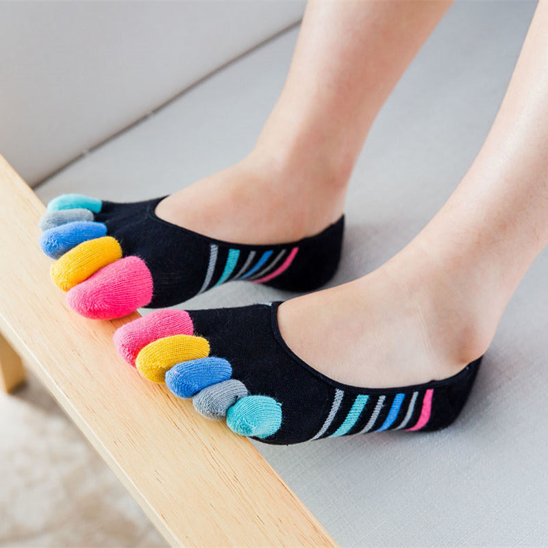 Colorful Striped Five-Toe Socks