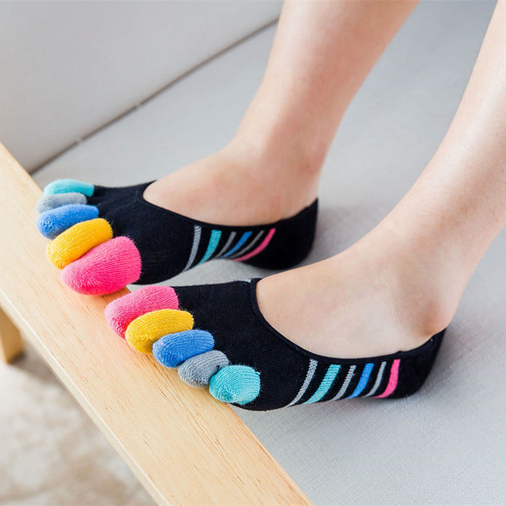 Colorful Striped Five-Toe Socks