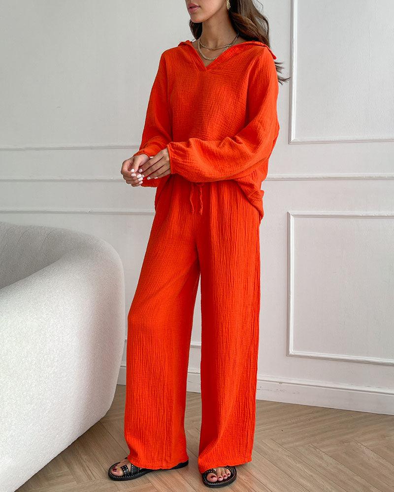 Autumn V-Neck Casual Set - Elena Harper