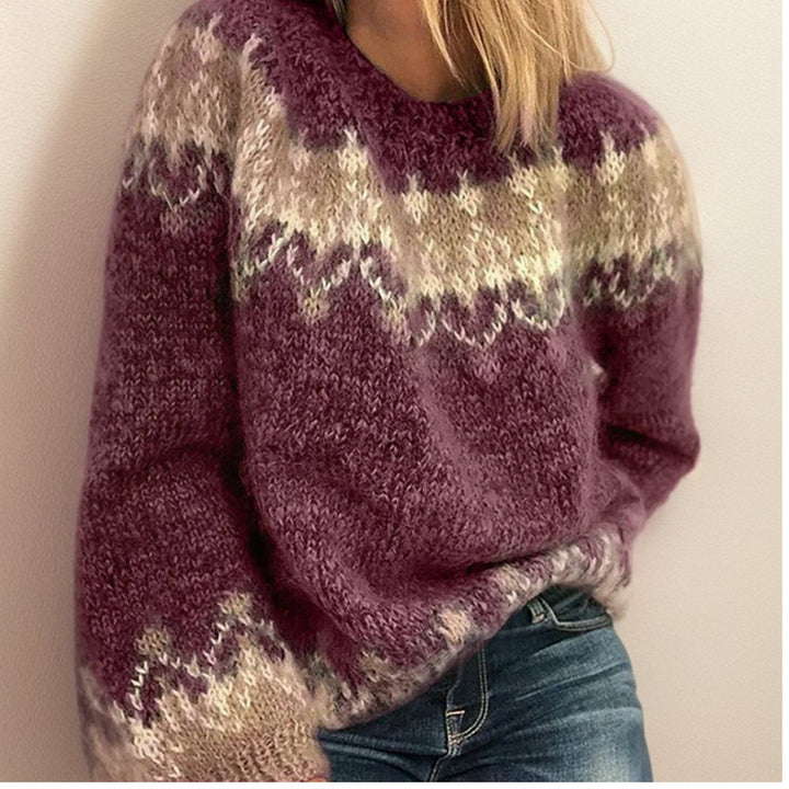 Lara | Elegant Women's Jacquard Knit Sweater with Nordic Icelandic Pattern