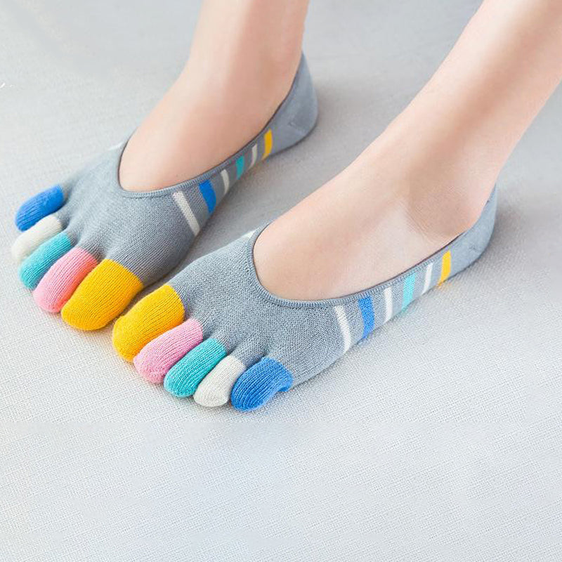 Colorful Striped Five-Toe Socks