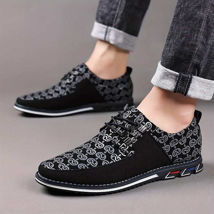 Men's Patterned Low-Top Sneakers with Cushioned Sole