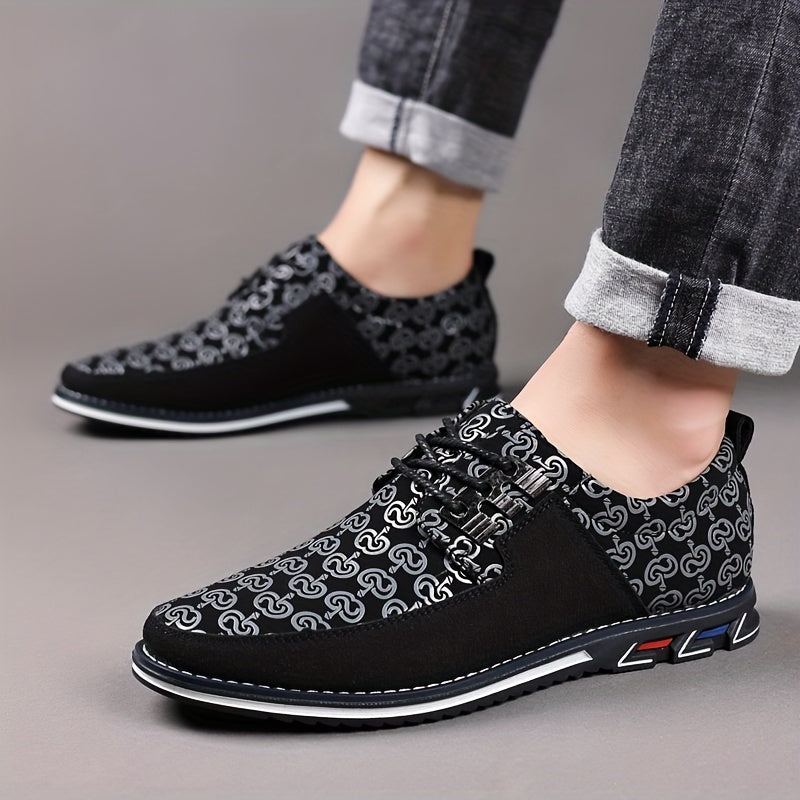 Men's Patterned Low-Top Sneakers with Cushioned Sole