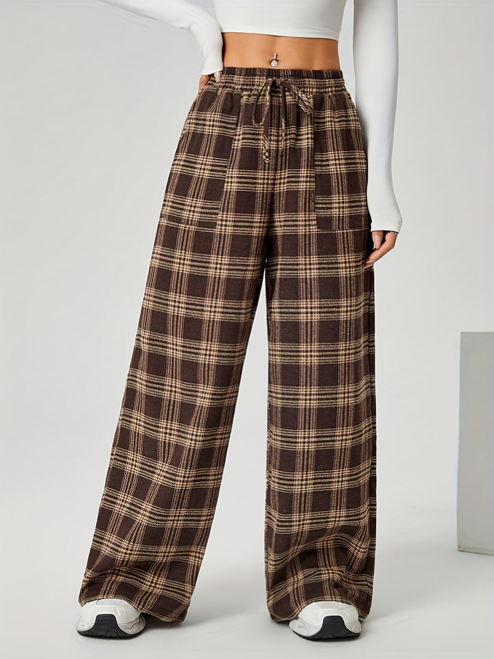 Bonnie | Checked Wide-Leg Trousers