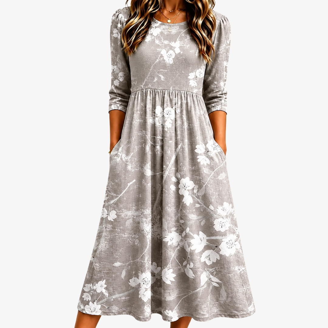 Women's Midi Dress with Pockets - Fluid and Elegant