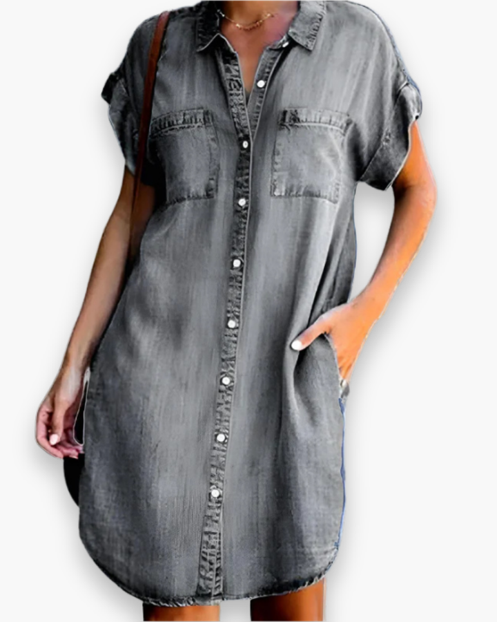 Women's Denim Shirt Dress | Elegant Mini