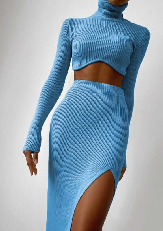 Women's Asymmetrical High-Neck Sweater Set