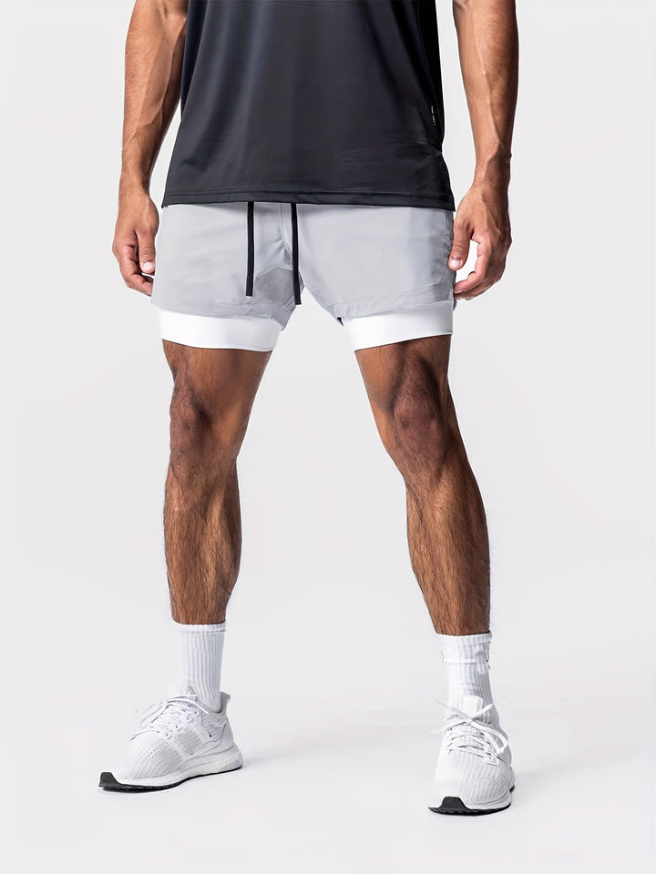 Men's Montarello 2-in-1 Sports Shorts with Compression Liner and Zipper Pocket