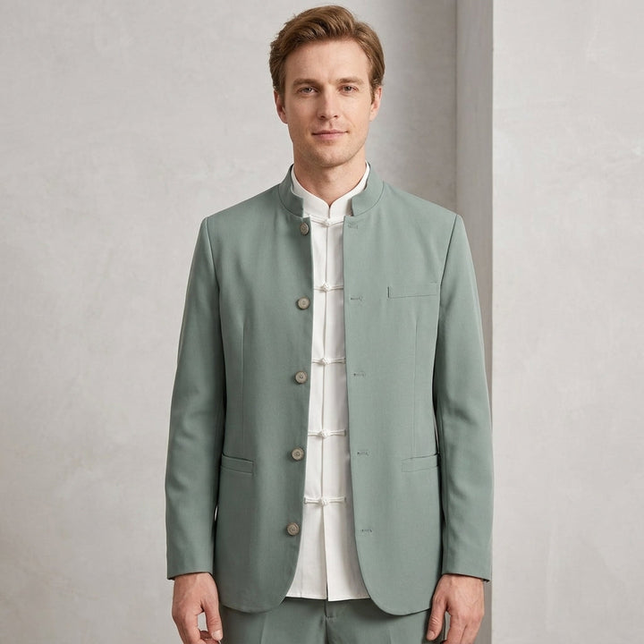 Harrington Oxford Mandarin Collar Waistcoat For Men, view 3 - Elena Harper