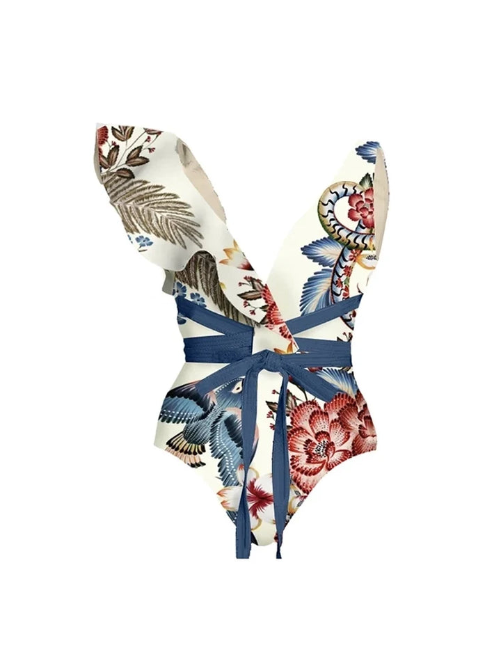 One-Shoulder Toucan Print Monokini, view 3 - Elena Harper