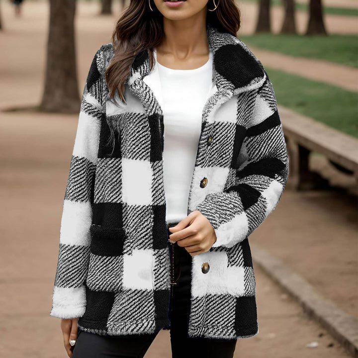 Plaid Plush Coat for Women - Warm and Practical
