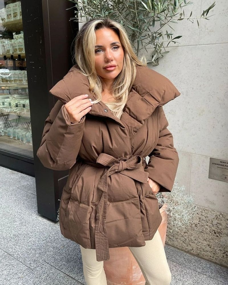 Coriamy Padded Winter Jacket with Belt, view 3 - Elena Harper