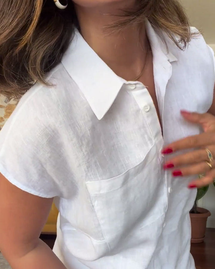 Amani Two-Piece: Short-Sleeved Collared Top with Pants, view 2 - Elena Harper